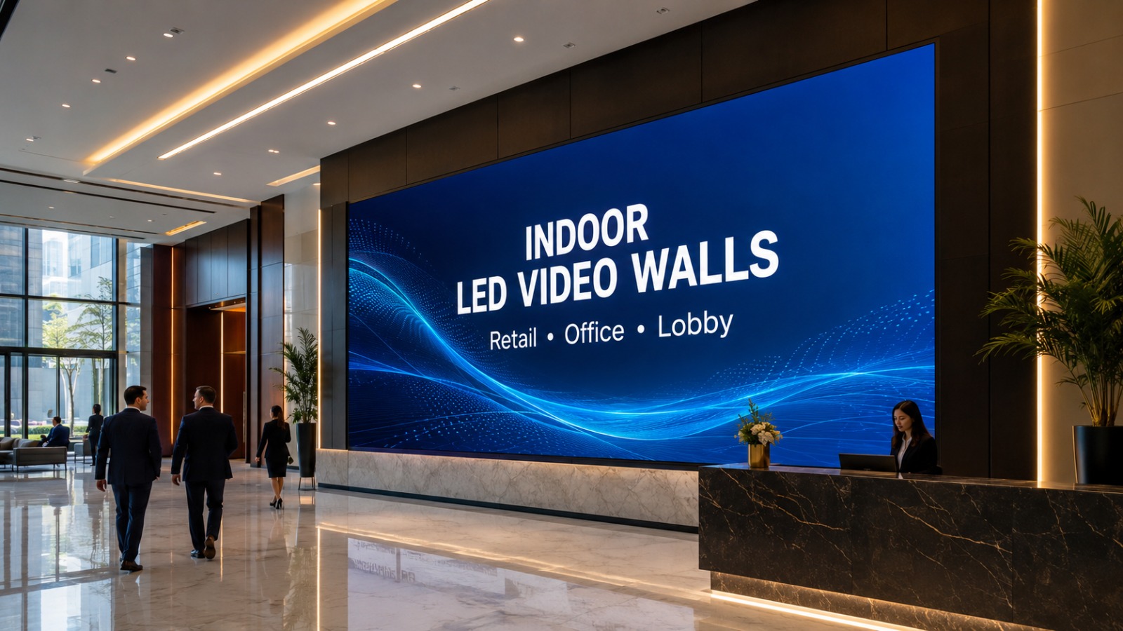 Indoor LED video wall for retail, office and lobby by Sign Go